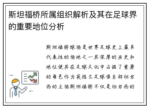 斯坦福桥所属组织解析及其在足球界的重要地位分析